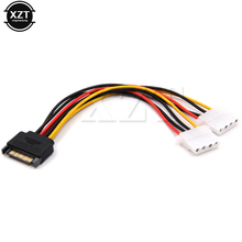 Newest 15 Pin SATA Male to 4 Pin Molex 2 Female IDE HDD Power Hard Drive Cable Adapter HY1104 2024 - buy cheap