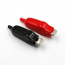 Clipes de jacaré brilhantes 2 peças, diy teste derivações jacaré clipes de ponta dupla crocodilo roach jumper fio conector plugue