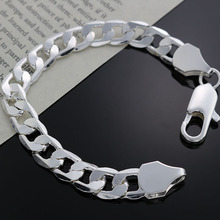 Classic 10MM bracelet chain noble wedding Men silver-color high quality fashion jewelry H262 wholesale free shipping 2024 - buy cheap