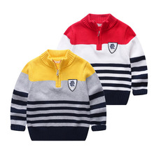 Children's clothes sweaters High-neck striped cotton sweater 2024 - buy cheap