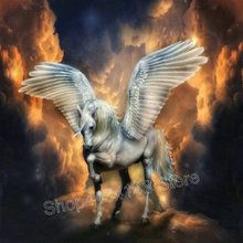 Значок 5d diy алмазная живопись крылья лошадь огонь 3d Алмазная Вышивка крестом ручная работа шитье искусство алмазное Рисование набор 2024 - купить недорого