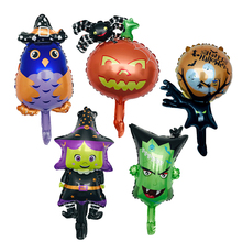 Nova 1pcs Coruja Fantasma Bruxa Abóbora Cabeça balões de Mini folha De Alumínio Balão de Festa Halloween Decoração do Dia Das Bruxas crianças globos 2024 - compre barato