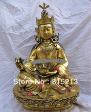 bi00403 19 Tibet buddhism pure bronze copper gilt buddha padmasambhava statue 2024 - buy cheap
