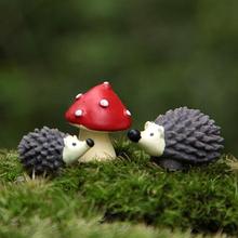 hot!3Pcs/Set Garden Moss Resin Crafts Artificial Mini Hedgehog Red Dot Mushroom 2024 - buy cheap