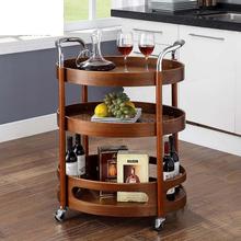Mobile dining car trolley solid wood curved wood home kitchen tea cart small tea table hotel commercial three-tier wine cart 2024 - buy cheap