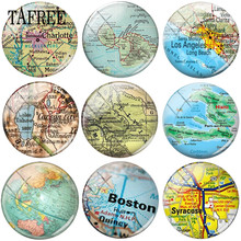 Tafree padrão mapa mundi vintage 25mm, quadros domo cabochão de vidro diy para chaveiro colares 2024 - compre barato