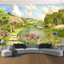 Papel de parede 3d paisagem pastoral, papel de parede para decoração de paredes do quarto e da sala de estar, estilo europeu para paredes 3 d papel 2024 - compre barato