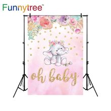 Funnytree-Fondo de fotografía para estudio fotográfico, telón de elefante, flor de dibujos animados, baby shower, photocall, photobooth 2024 - compra barato
