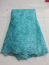 Tecido de renda africano 2018, alta qualidade, renda nigeriana, com contas e pedras, renda bordada para mulheres, vestido lr927 2024 - compre barato