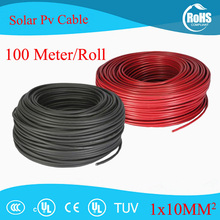 100 Mters/Roll TUV 1x10mm2 Solar Cable Wire for Solar Power System, 8AWG PV Cable, Black Or Red 2024 - buy cheap
