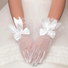 Short white lady girl princess bridesmaid party dancing performance gloves with bowknot  wholesale 2024 - buy cheap