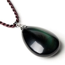 Wholesale Black Natural Obsidian Water Drop Pendants Rope Necklaces Lucky for Men Women Safety Amulet Stone Jewelry JoursNeige 2024 - buy cheap