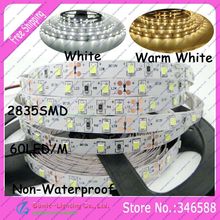 Tira Flexible de luces LED, accesorio Super brillante 2835SMD DC12V 60led/M, no impermeable, Color blanco/blanco cálido, 5 m/rollo, 300LED 2024 - compra barato