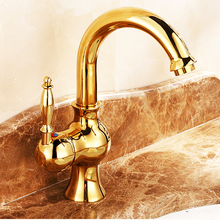 L15909 - Luxury Deck Mounted Gold Color Brass Basin Material Hot & Cold Water Basin Mixer 2024 - buy cheap