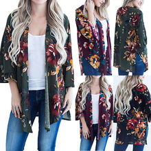 Blusa holgada de Chifón con estampado Floral para verano, blusa tipo Kimono para mujer, Rebeca de talla grande, S-3XL 2024 - compra barato