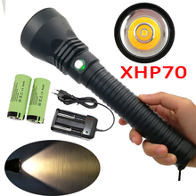Lanterna de mergulho 5000lm xhp70 led, luz amarela à prova d' água subaquática flash de luz, lâmpada de mergulho 2024 - compre barato
