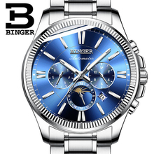 BINGER Men Automatic Mechanical Watch Luxury Fashion Brand Stainless Steel Man Multifunctional Luminous Waterproof Watches 2022 - buy cheap