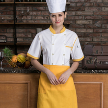 Svitania-uniforme de Chef para hombre, Chaqueta de manga corta con cuello levantado, transpirable, para cocina, panadería, ropa de cocinero 2024 - compra barato