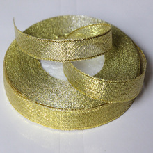 Fita metálica dourada de glitter 10mm, (3/8 "), fita para festa de casamento, presente, natal, embalagem, decoração de casamento, 125 jardas/5 rolos 2024 - compre barato
