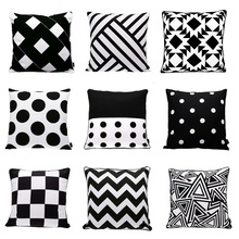 Geometric Cushion Cover Black and white Pillow Case Plaid Stripe Soft Pillow Cover 45X45cm Bedroom Sofa Decoration Gift 2024 - buy cheap