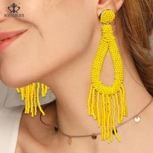 ROYALBEIER Trend New Hand-Woven Beaded Earrings Bohemian Female Tassel Earrings Drop Pendant Earrings 2024 - buy cheap