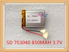 Bateria de lítio polímero 3.7v, de energia litro 073040 703040 850mah navegador gps mp3 gravador de som 2024 - compre barato