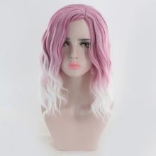 Peluca de cabello sintético Natural para mujer, pelo largo ondulado, color rosa, blanco, degradado, fibra de alta temperatura, para Cosplay de Lolita 2024 - compra barato