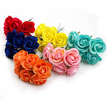 6pcs/lot 4cm Silk Rose Bouquet Artificial Flower Wedding Home Decoration DIY Wreath Scrapbook Gift Box Flower 2024 - buy cheap
