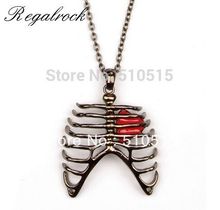 Regalrock Gothic Anatomical Human Heart Rib Cage Necklace Anatomy Medical Lung Pendant Gunmetal Fashion Hot Charm Punk 2024 - buy cheap