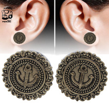 1Pair New Hot Antique Brass Anchor of Sharon Flesh Tunnel Double Flared Ear Plugs Piercing Gauges 10mm-20mm Fashion Body Jewelry 2024 - buy cheap