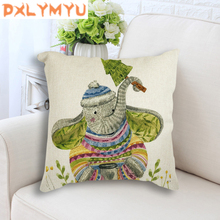 Nordic Art Linen Cotton Cushion Cover Bear Monkey Elephant Printed Home Decorative Pillows Cover Case Square Pillowcase 45x45cm 2024 - buy cheap