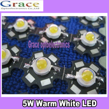 Emisor de luz LED blanca cálida de alta potencia, 5 vatios, diodos led 2800-3200K con PCB de 20mm, 50 Uds. 2024 - compra barato