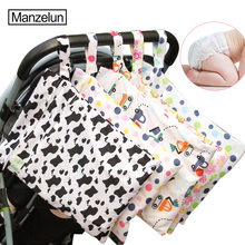 Cartoon Reusable Waterproof  Wet Dry Diaper Bag Baby Cloth Diaper Storage Bag Double Pockets Cloth Handle Wetbags 30*40CM 2024 - buy cheap