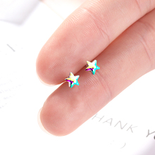 Wholesale 12 pairs Little Star Blue/Colorful Zirconia Crystal Stone Stud Earrings Fashion  Earrings Jewelry For Women Girl 2024 - buy cheap