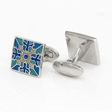 Pattern Crystal Cufflinks Blue Fathers Day Gifts 2024 - buy cheap