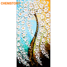 Chenistory-quadro abstrato para parede, árvores, faça você mesmo, pintura por número, arte moderna para parede, paisagem, tela, para decoração de casa, arte 2024 - compre barato