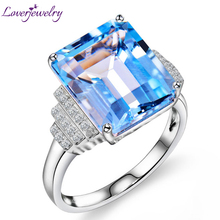 LOVERJEWELRY Fashion Style Rings For Women Vintage Emerald Cut Natural Diamond Topaz Gemstone Ring Solid 14K White Gold 10x12mm 2024 - buy cheap