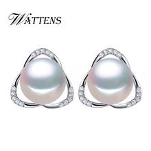 WATTENS Pearl Jewelry earrings, natural Freshwater Pearl stud earrings for women,wedding jewelry 925 sterling silver earrings 2024 - buy cheap