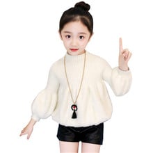 Baby Sweaters For Girls Toddlers Knitwear 2018 Autumn Winter Outerwear Solid Lantern Sleeve Tops Spring Kids Tops 18M-13 Years 2024 - buy cheap