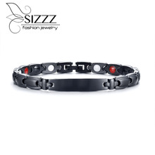 SIZZZ Cross-border stainless steel bent magnetic magnet black bracelet&bangles for men 2024 - buy cheap