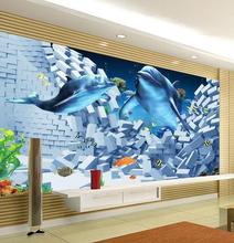 3d wallpaper custom The undersea world dolphin 3 d TV setting wall design wallpaper 2024 - buy cheap