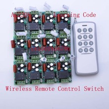 220v 12ch rádio controle remoto sem fio interruptor 12 receptores e 1 transmissor aprendizagem lâmpada led liga desliga ajuste mini saída