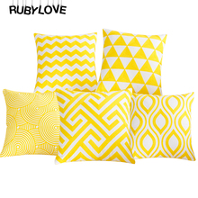 RUBYLOVE 2019 Pillow Case 45*45 Home Decor Cushion Cover Simple Geometric Throw Pillowcase Yellow Embroidered Pillow Covers 2024 - buy cheap