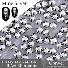 Upriver Non Hot Fix Rhinestones Flatback Mine Silver Nail Art Rhinestones for DIY Design Nail Good Quality ss3 - ss30 1440pcs 2024 - buy cheap