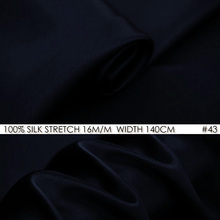 SILK STRETCH SATIN 140cm width 16momme Pure Silk Fabric+Spandex Stretch Fabric Organic Fabrics Silk Shirt Fabrics-NO43 Deep Blue 2024 - buy cheap