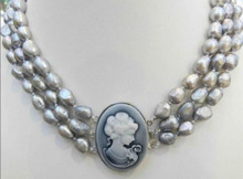 Queen's AVATAR-collar de perlas cultivadas en relieve, color gris plateado, nuevo estilo, más de 3 filas, envío gratis 2024 - compra barato