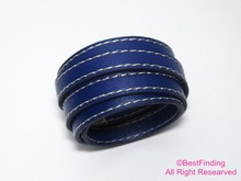 10x2mm Blue leather cord Stitched 10mm flat leather cord stitch leather 2024 - buy cheap