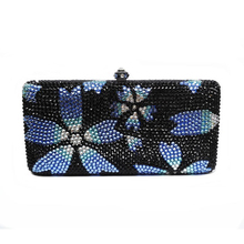 Bolso pequeño de noche con flores para mujer, bolsa de noche con diamantes de lujo, bolso de mano de noche con cristales negros, SC066 2024 - compra barato