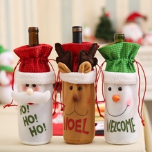 Чехол для бутылки вина с изображением Санта-лося снеговика Рождественский ужин Рождественский Декор стола милый Рождественский подарок 2024 - купить недорого