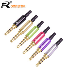 Mini jack de alumínio 3.5mm 3 pçs, adaptador de fone de ouvido banhado a ouro com braçadeiras de plugue traseiro, clipe de cabo para fone de ouvido estéreo diy